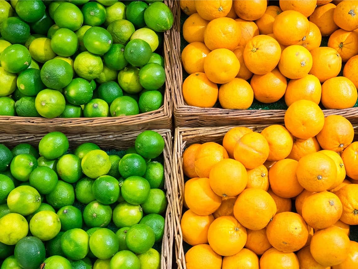 Limes and oranges in the produce department